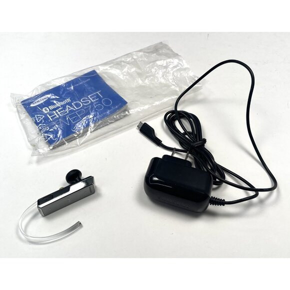 SAMSUNG Wireless Bluetooth Ergonomic HEADSET WEP750 w/ Charger Manual EUC - Picture 1 of 7